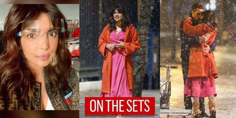 Priyanka Chopra kisses co-star Sam Heughan as they shoot in London