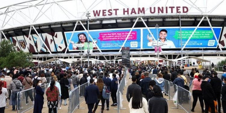 Thousands visit West Ham United’s London Stadium home to receive their first COVID-19 vaccination jab