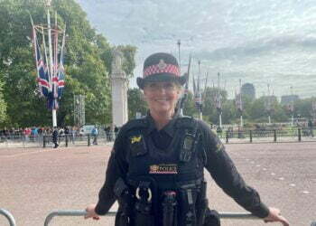 Rod Stewart’s wife Penny Lancaster proudly poses at her passing out parade with City of London Police