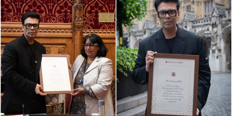 Karan Johar honoured at British Parliament in London for his contribution to the global entertainment industry
