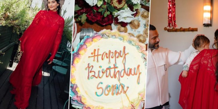 Sonam Kapoor Celebrates Birthday With Her ‘Two Beautiful Boys’ in London, Shares Photos of Dress, Cake, Champagne and More! (View Post)